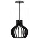 Luminária Pendente Madeira Circus 25cm Preto E27 Sala
