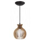 Luminária Pendente Madeira Nacar 18cm Rústico E27 Sala