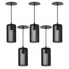 Luminária Pendente Madeira Paladio P 5 Unidades Preto