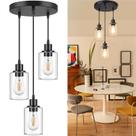 Luminária pendente MaxVolador Industrial de 3 luzes com vidro transparente
