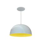 Luminária Pendente Meia Lua 24cm Interior Amarelo Com Fiação 110/220v