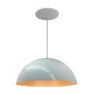 Luminária Pendente Meia Lua 40cm Com Interior Laranja Fiação 110/220v
