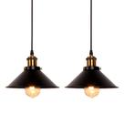 Luminária Pendente Newrays Retrô Ferro Preto Ajustável Kit 2
