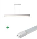 Luminária Pendente Retangular 125cm Branco + 1 Lâmpada TuboLED 18w