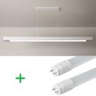 Luminária Pendente Retangular 125cm Branco + 2 Lâmpada TuboLED 18w