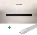 Luminária Pendente Retangular 125cm Preto + 1 Lâmpada TuboLED 18w