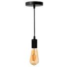 Luminaria Pendente Retrô Preto Liso com Lâmpada Pêra filamen 6W Eurolume 3307 Bivolt - America Light