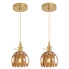 Luminária pendente Shenmoyl Mini com vidro de tulipa âmbar, pacote com 2 unidades