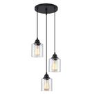 Luminária pendente SINMILA Industrial de 3 luzes de vidro preto fosco Luminária pendente SINMILA Industrial de 3 luzes de vidro preto fosco