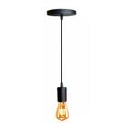 Luminária Pendente Soquete Industrial Retrô Aluminio Preto