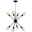 Luminária Pendente Sputnik Preto para 8 Lâmpadas Moderno Luxo Inl74 Luminária Pendente Sputnik Preto para 8 Lâmpadas Moderno Luxo Inl74