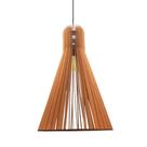 Luminária Pendente Tipo Funil Completa em Madeira MDF Cru Bivolt Lenobre
