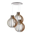 Luminaria Pendente Tripla Bali E27 Madeira MDF CR Desmontada