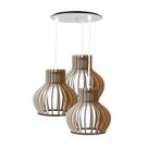 Luminaria Pendente Tripla Circus 15 E27 MDF CR Desmontada