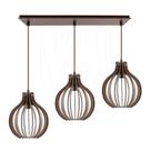 Luminária Pendente Triplo Madeira Bali 20cm CQ Marrom