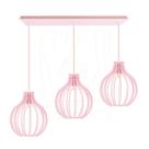 Luminária Pendente Triplo Madeira Bali 20cm CQ Rosa Claro