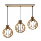 Luminária Pendente Triplo Madeira Bali 20cm CQ Soquete E27