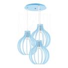 Luminária Pendente Triplo Madeira Bali 20cm CR Azul Claro