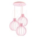 Luminária Pendente Triplo Madeira Bali 20cm CR Rosa Claro