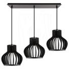 Luminária Pendente Triplo Madeira Circus 15cm CQ Preto