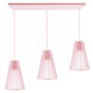Luminária Pendente Triplo Madeira Koni 20cm CQ Rosa Claro