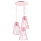 Luminária Pendente Triplo Madeira Koni 20cm CR Soquete E27