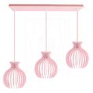Luminária Pendente Triplo Madeira Nacar 18cm CQ Rosa Claro