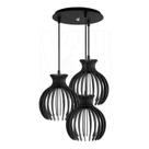 Luminária Pendente Triplo Madeira Nacar 18cm CR Preto