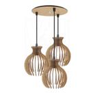 Luminária Pendente Triplo Madeira Nacar 18cm CR Soquete E27