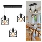 Luminária Phaosio, pingente de 3 luzes, preto fosco, ajustável