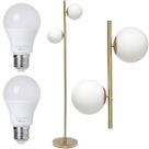 Luminária Piso Chão 162cm Jabuticaba 2 Globos Dourada KJTD-710-GOLD + 2 Lâmpadas LED 12W Bivolt