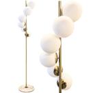 Luminária Piso Chão 162cm Jabuticaba Dourada 6 Globos Vidro Mármore Gimpo KJTD-713-GOLD Luminária Piso Chão 162cm Jabuticaba Dourada 6 Globos Vidro Mármore Gimpo KJTD-713-GOLD