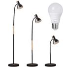 Luminária Piso Chão Coluna 155cm Flexível Metal Gimpo KJTD-721-PRETO + 1 Lâmpada 9W LED Bivolt