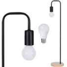 Luminária Piso Coluna 163cm Pedestal Chão Metal KJTD-722-PRETO + Lâmpada LED 12W Bivolt