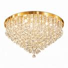 Luminaria Plafon Cristal Base Dourada 60 cm x 25cm Altura Led Brinde Bivolt