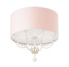 Luminária Plafon Infantil Coroa Cúpula Rosa 30X15 2E27