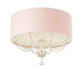 Luminária Plafon Infantil Coroa Cúpula Rosa 50X15 3E27 Luminária Plafon Infantil Coroa Cúpula Rosa 50X15 3E27