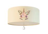 Luminária Plafon Infantil Unicórnio Cúpula Crú 30x15 2E27
