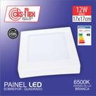 LUMINARIA PLAFON LED QUADRADA 6500k 12W 110 / 220V SOBREPOR BRANCA , CAIXA 30 UNIDADES Cod.68.010