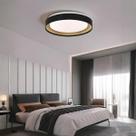 Luminária Plafon Led Redonda Cygnus 40cm Metal Detalhe Dourado Teto Sala Quarto 3 tons de luz Nitrolux