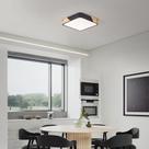 Luminária Plafon Led Sobrepor Quadrado Detalhe De Madeira Branco Preto