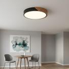 Luminária Plafon Led Sobrepor Redondo Madeira Sala Quarto Banheiro Corredor Cozinha Mesa 25W Luz 3 Em 1 Bivolt
