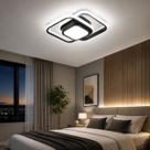 Luminária Plafon LED Teto Pendente Duplo Quadrado Luz Led Sobrepor Preta 29x29cm 26W Difusor Central