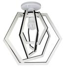 Luminária Plafon Madeira MDF Sala Quarto Cozinha Bivolt E27 LED Hexágono Branco