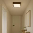 Luminária Plafon Sobrepor Madeira Acrílico 20x20 Franja Mdf Imbuia