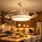 Luminária Plafon Ventilador de Teto Led Retrátil Branco 50w 4 pás