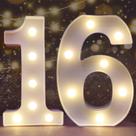 Luminária Pooqla Número 16 LED Marquee Branco a Pilha