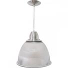 Luminaria Prismatica Bezelux 16'' Com Pendente Escovado Reforcado E27 Bzsf16Ec2