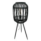 Luminaria Rattan Preta Base Tripé Fino Acabamento