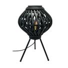 Luminaria Rattan Preta Design Transversal Base Tripé